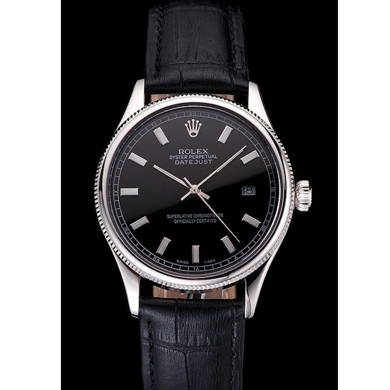 Good copy rolex watches Steel Black Rolex Dial And Swiss Datejust Bracelet Stainless Case 0804